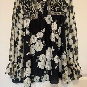 Cato Black and White Patterned Blouse